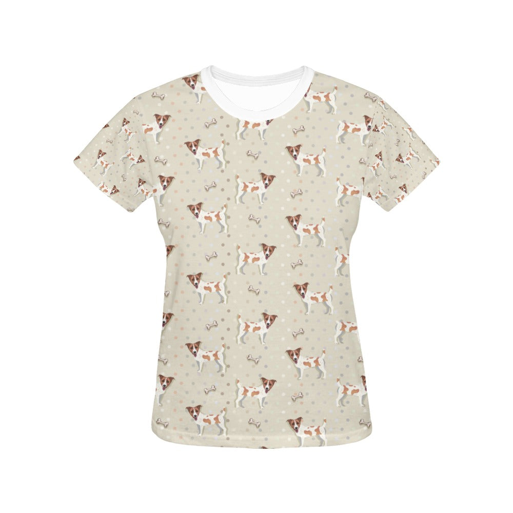 Russell Terriers With Bone Print Design LKS302 Women's  T-shirt
