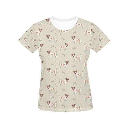 Russell Terriers With Bone Print Design LKS302 Women's  T-shirt