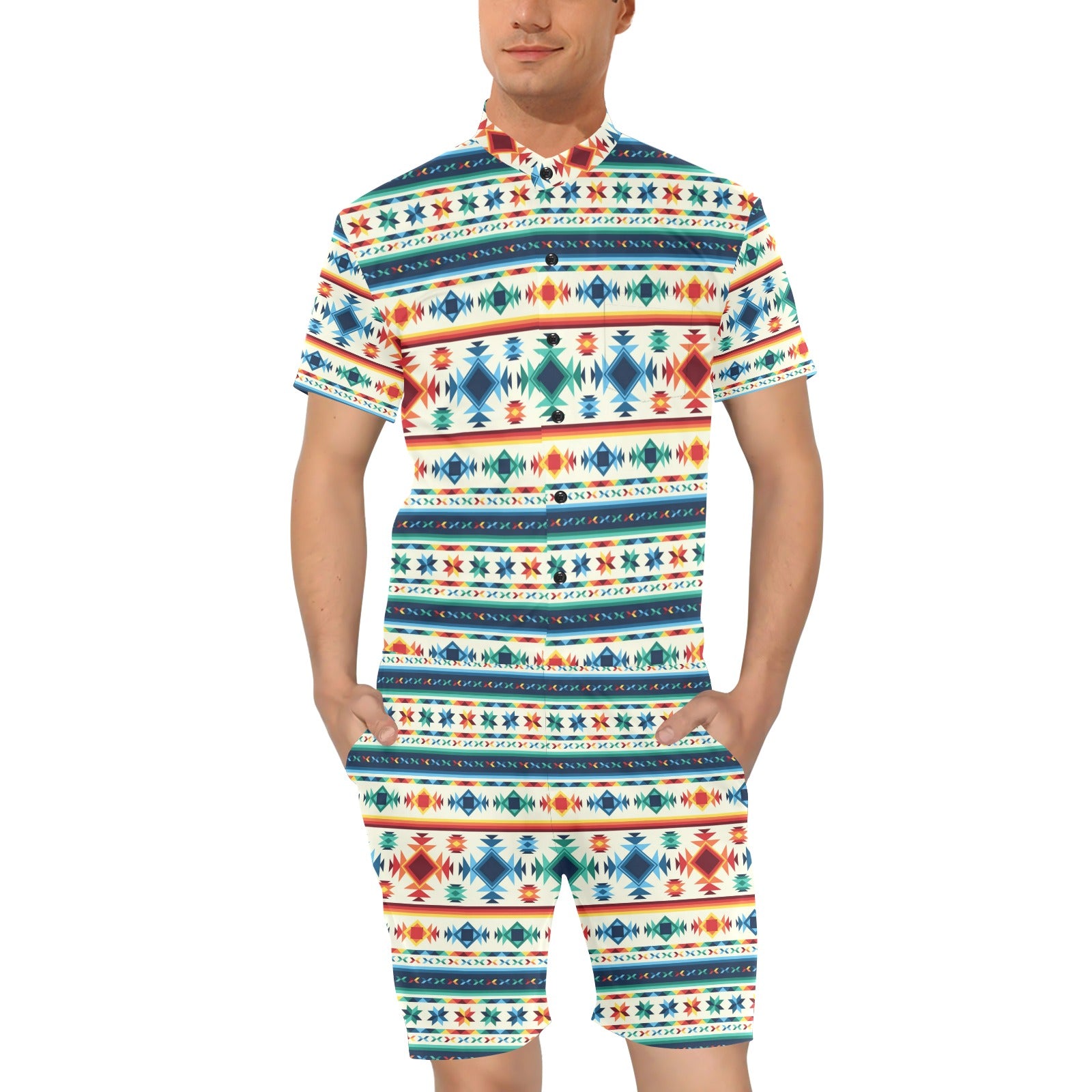 Aztec Pattern Print Design 02 Men's Romper