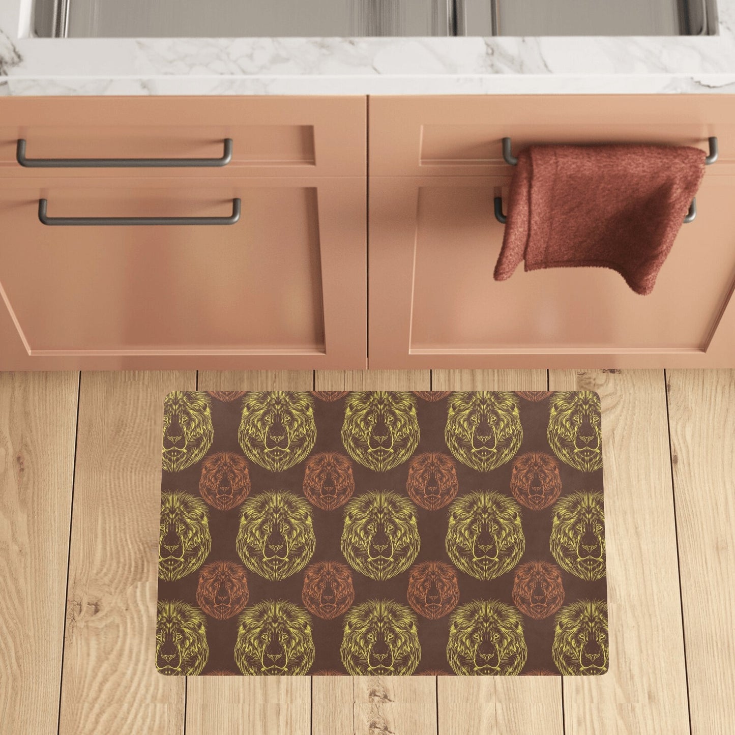 Lion Pattern Print Design 04 Kitchen Mat
