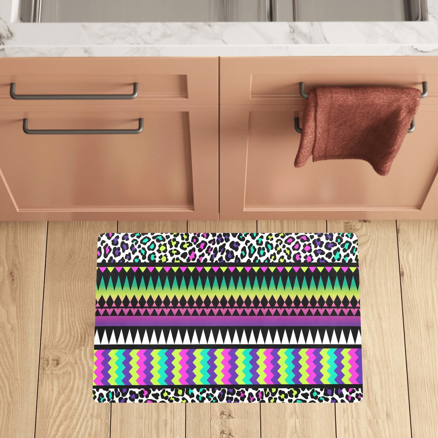 Animal Skin Aztec Rainbow Kitchen Mat