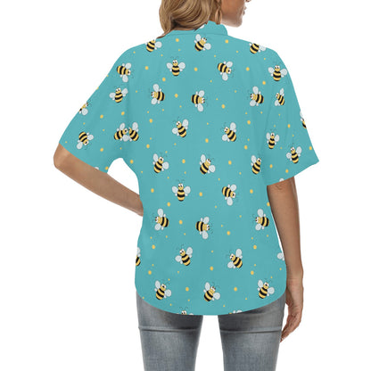 Bee With Dot Print Design LKS309 Women's Hawaiian Shirt