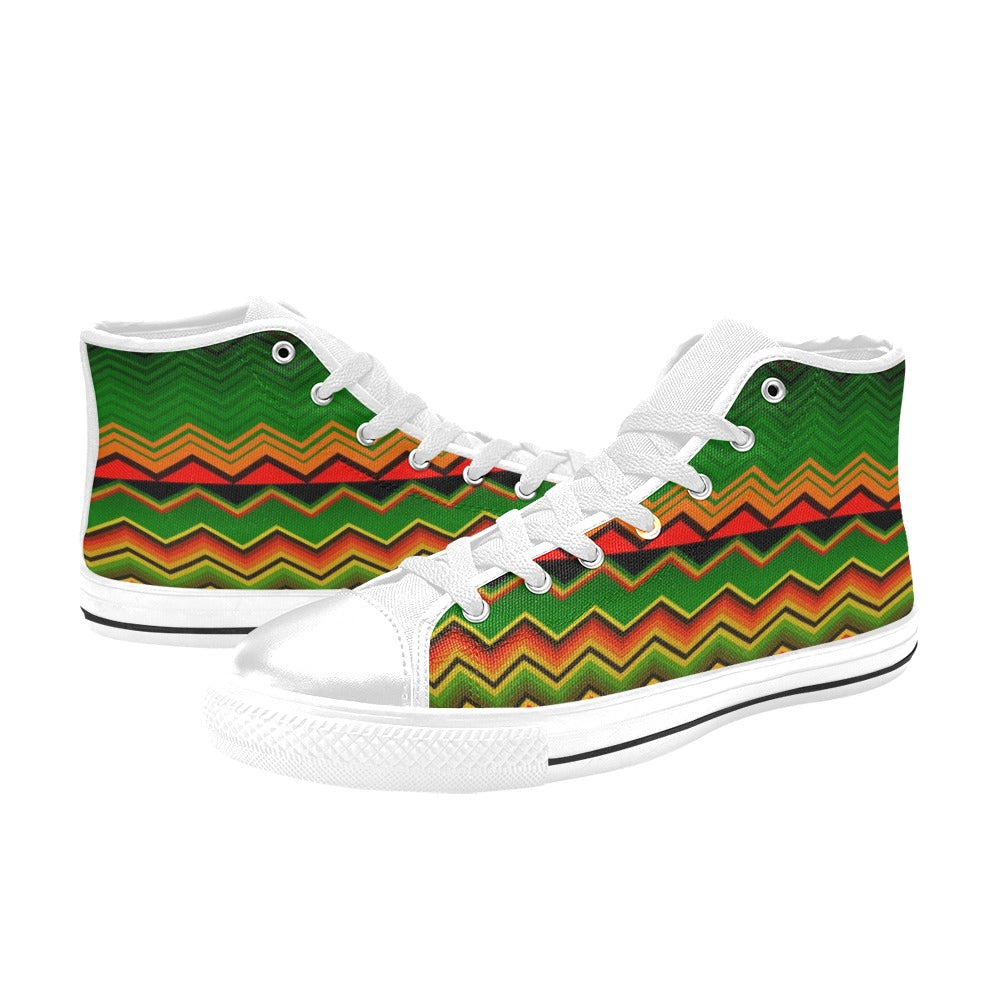 Serape Print Design LKS306 High Top Women's White Shoes