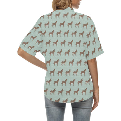Donkey Print Design LKS402 Women's Hawaiian Shirt