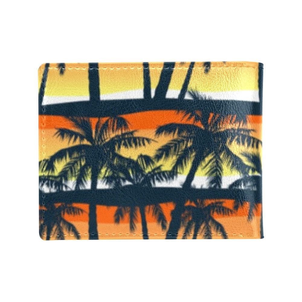 Palm Tree Sunset Design Print Men's ID Card Wallet