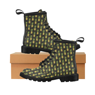 Pineapple Gold Dot Themed Print Women's Boots