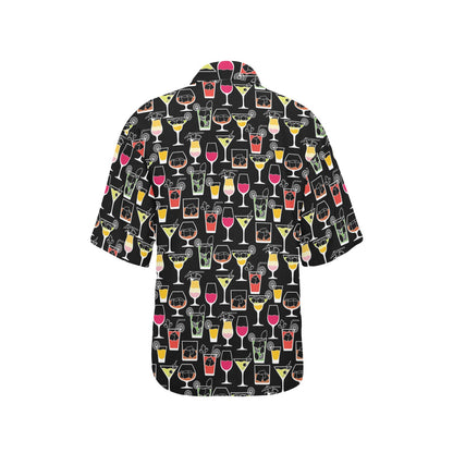 Cocktail Pattern Print Design 01 Women's Hawaiian Shirt