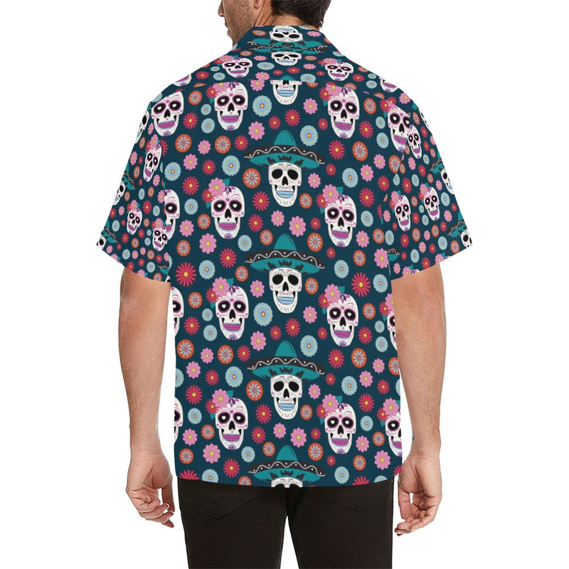 Sugar Skull Print Design LKS308 Men's Hawaiian Shirt