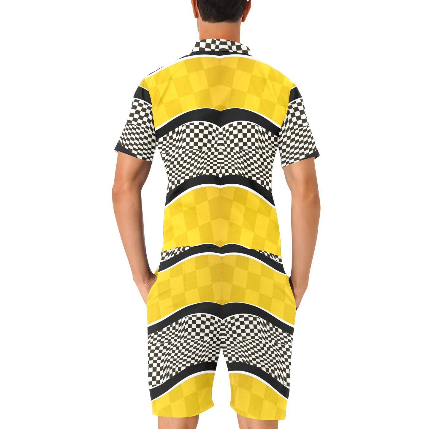 Checkered Pattern Print Design 02 Men's Romper