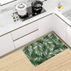 White Green Tropical Palm Leaves Kitchen Mat