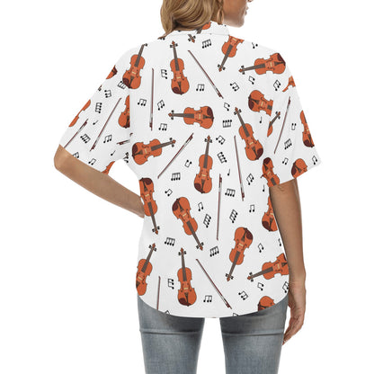 Violin Pattern Print Design 02 Women's Hawaiian Shirt
