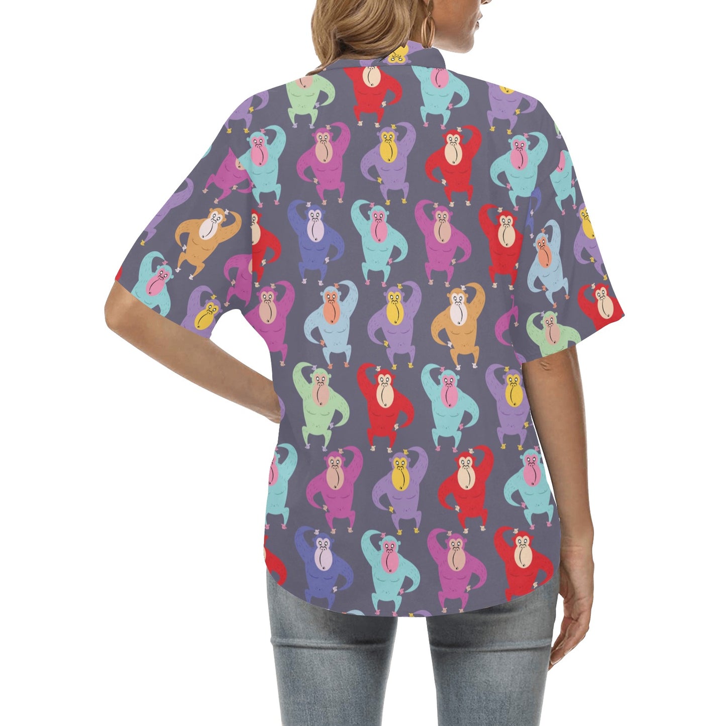 Chimpanzee Pattern Print Design 03 Women's Hawaiian Shirt