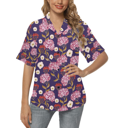 Hydrangea Pattern Print Design HD010 Women's Hawaiian Shirt