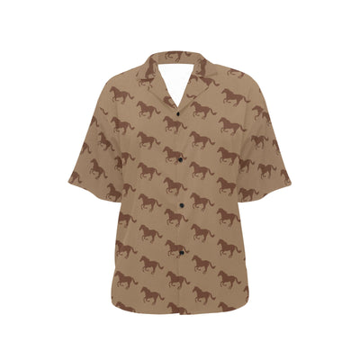 Horse Brown Print Design LKS307 Women's Hawaiian Shirt