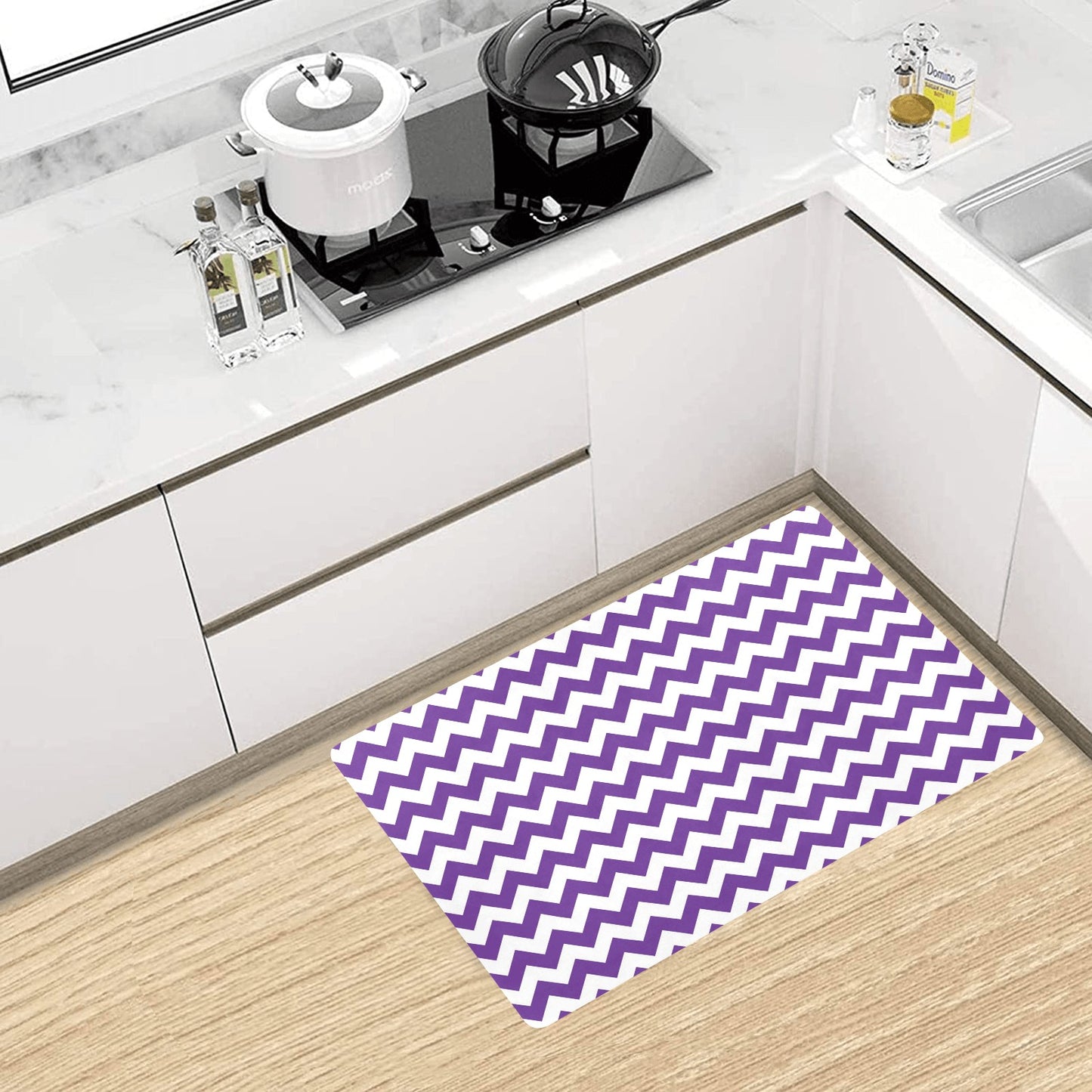 Chevron Purple Pattern Print Design 03 Kitchen Mat
