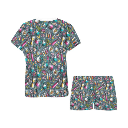 Science Print Design LKS304 Women's Short Pajama Set