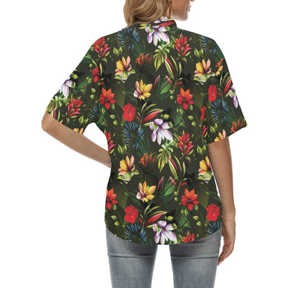 Magnolia Pattern Print Design 02 Women's Hawaiian Shirt