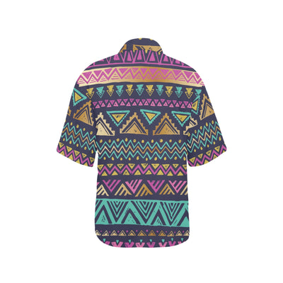 Multicolor Tribal aztec Women's Hawaiian Shirt