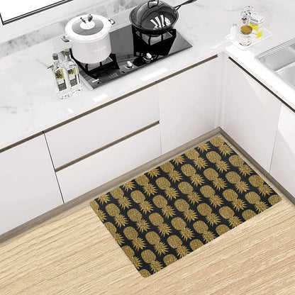 Gold Pineapple Pattern Print Design PP011 Kitchen Mat