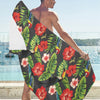 Hibiscus Red With Parrotprint Design LKS303 Beach Towel 32" x 71"
