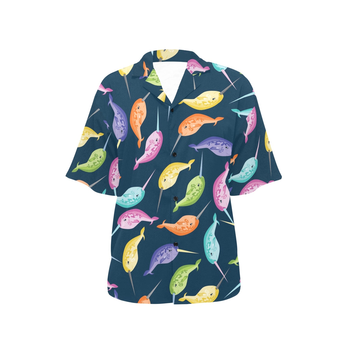 Narwhal Colorful Pattern Print Design 03 Women's Hawaiian Shirt
