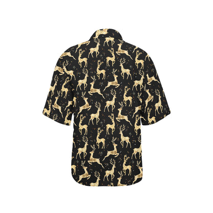 Deer Gold Pattern Women's Hawaiian Shirt