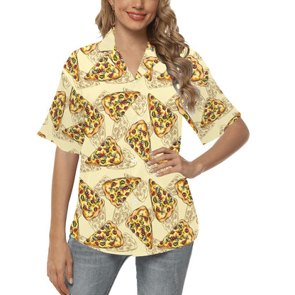 Pizza Pattern Print Design A01 Women's Hawaiian Shirt