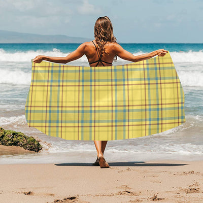 Tartan Yellow Print Design LKS301 Beach Towel 32" x 71"