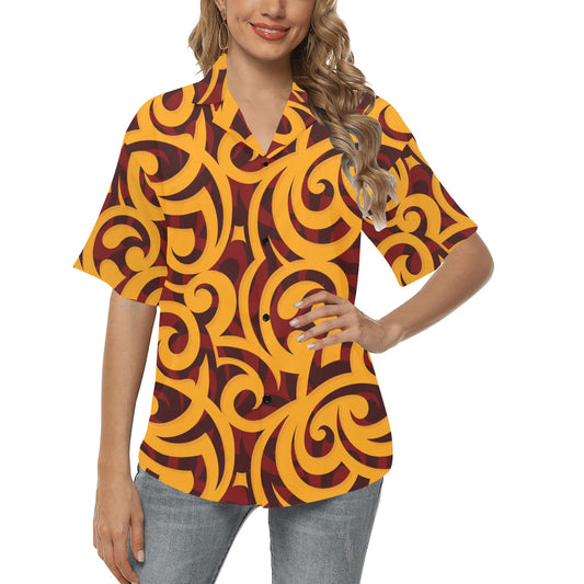 Maori Pattern Print Design 02 Women's Hawaiian Shirt