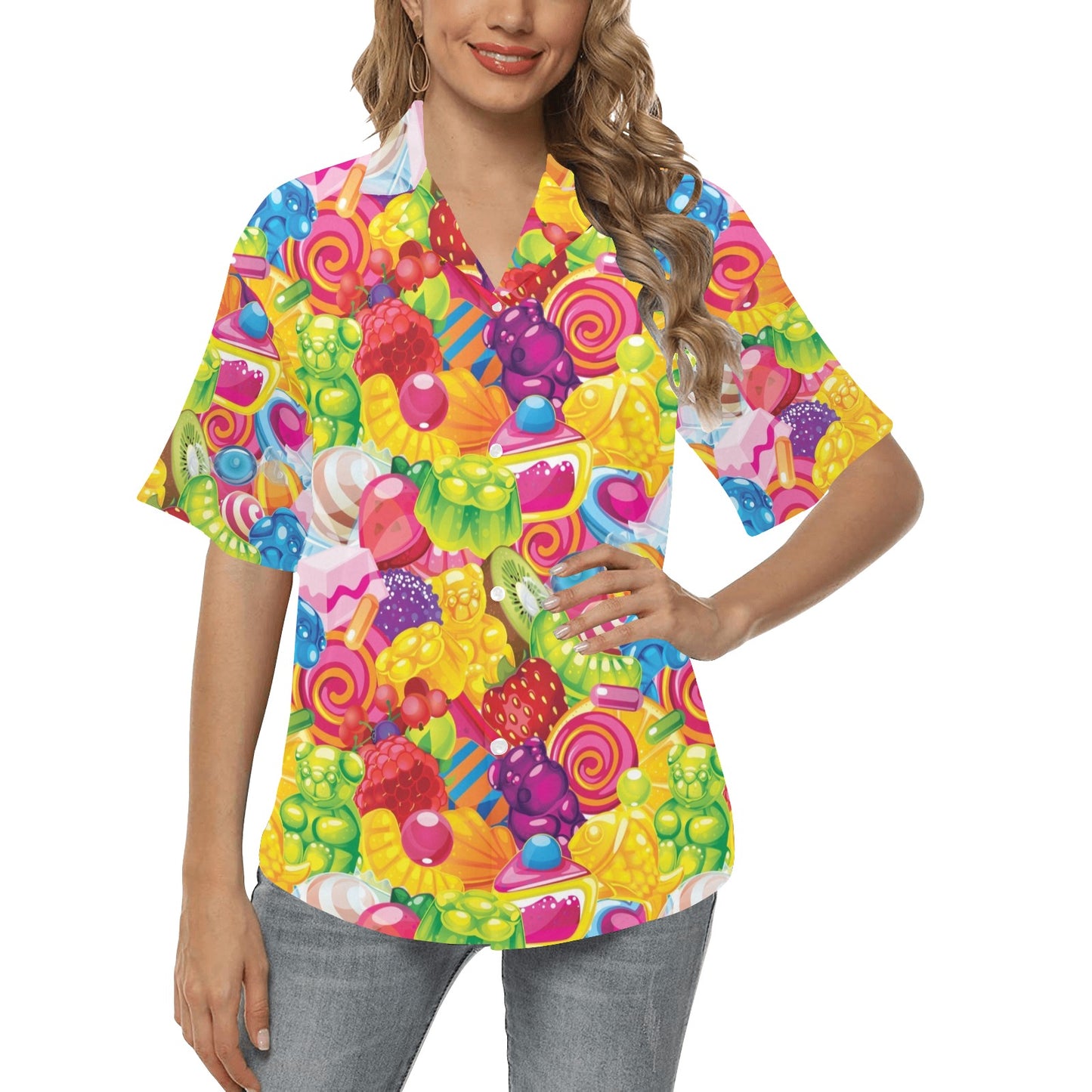 Candy Pattern Print Design CA01 Women's Hawaiian Shirt