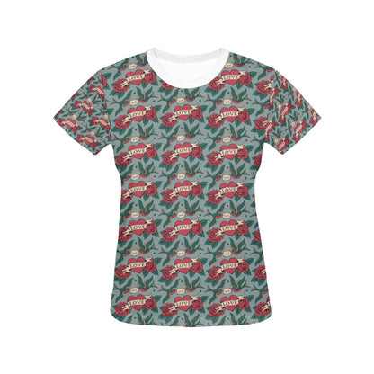 Tattoo Heart Print Design LKS301 Women's  T-shirt