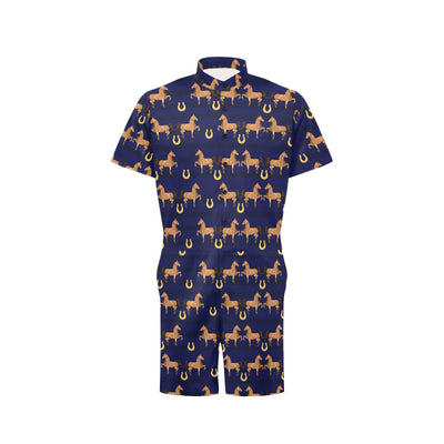 Horse Luxury Themed Pattern Print Men's Romper