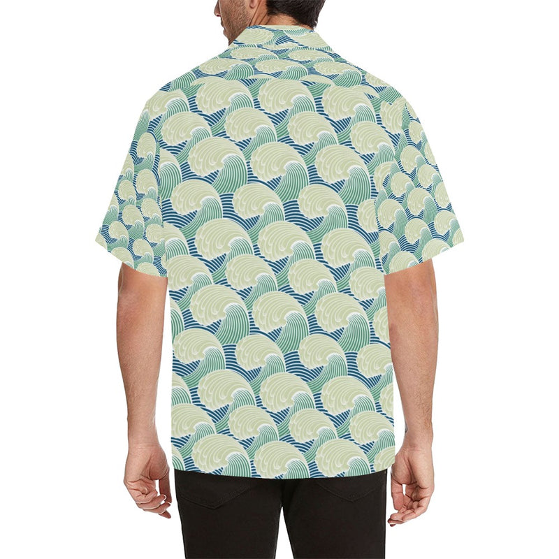 Wave Japan Style Print Design LKS302 Men's Hawaiian Shirt