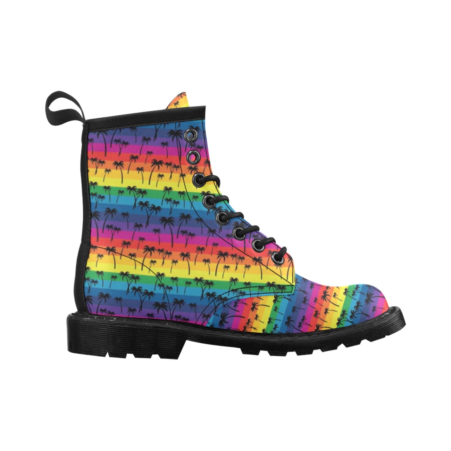 Palm Tree Rainbow Themed Print Women's Boots