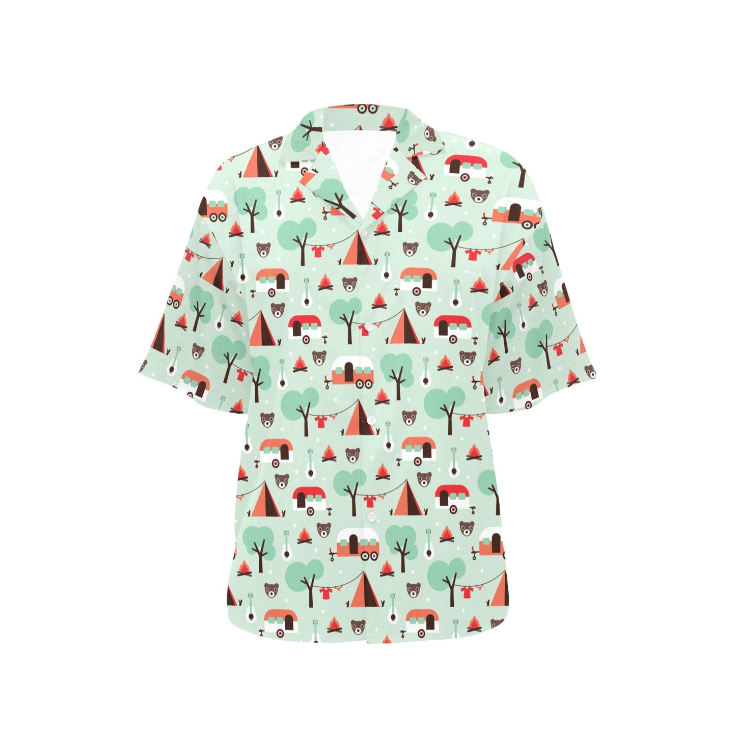 Camper Tent Pattern Print Design 01 Women's Hawaiian Shirt