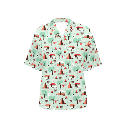 Camper Tent Pattern Print Design 01 Women's Hawaiian Shirt