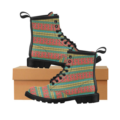 African Colorful Zigzag Print Pattern Women's Boots