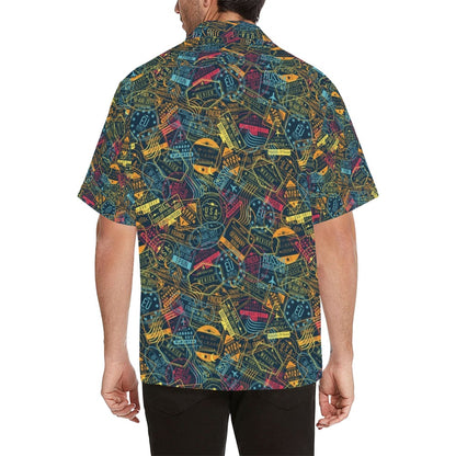 Travel Stamp Colorful Print Design LKS304 Men's Hawaiian Shirt