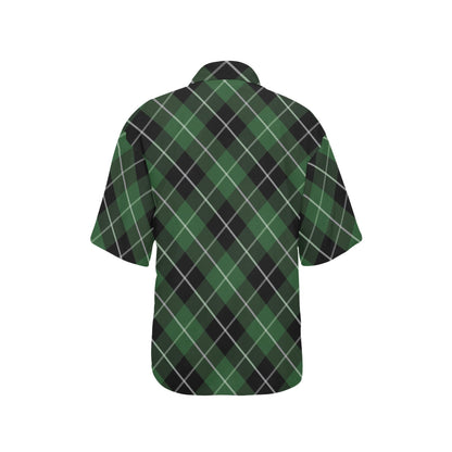 Plaid Green Pattern Print Design A05 Women's Hawaiian Shirt