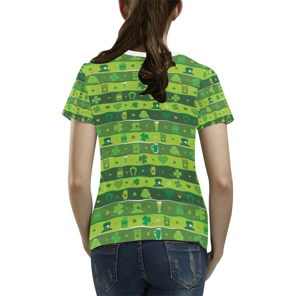 Shamrock Print Design LKS303 Women's  T-shirt