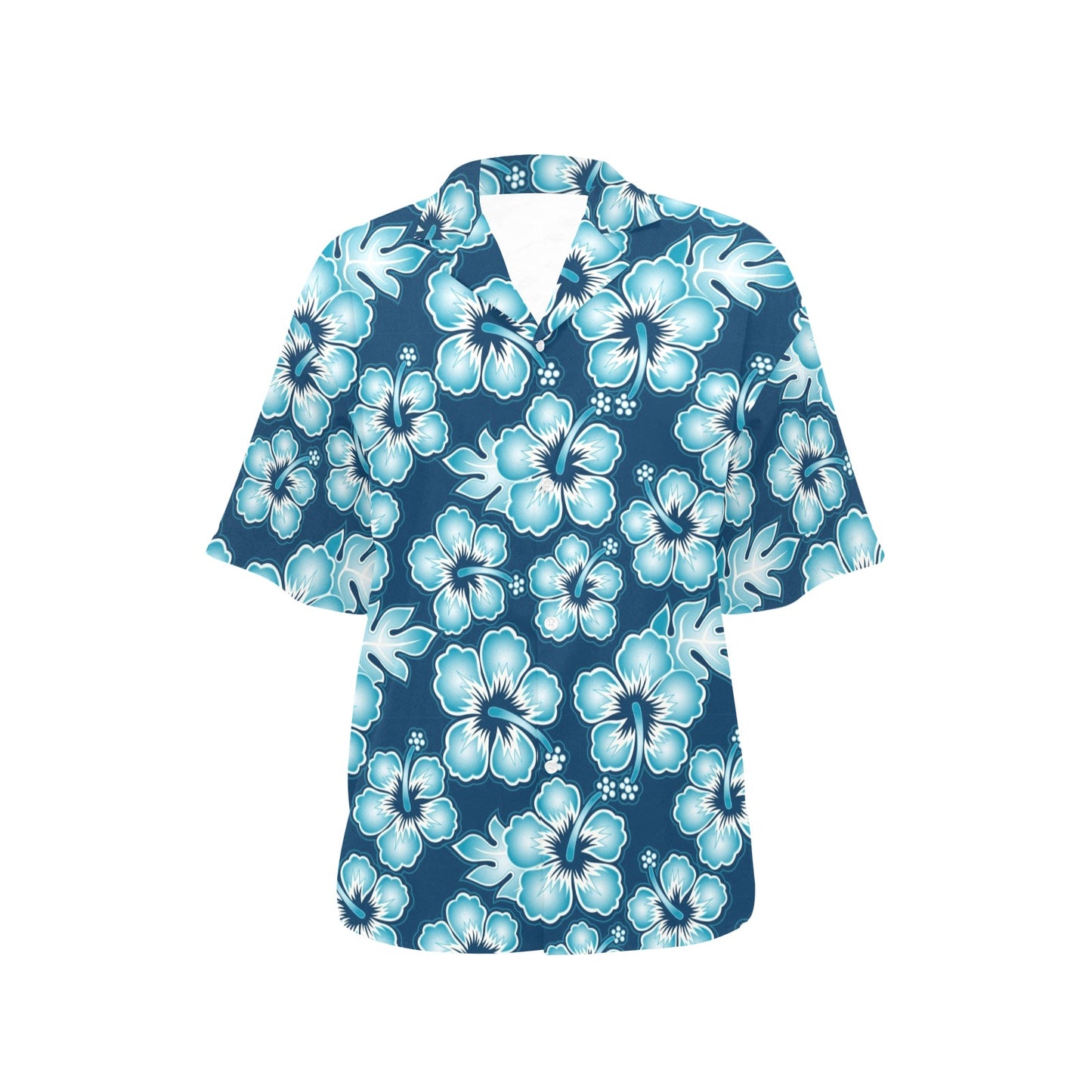 Blue Hibiscus Pattern Print Design HB011 Women's Hawaiian Shirt