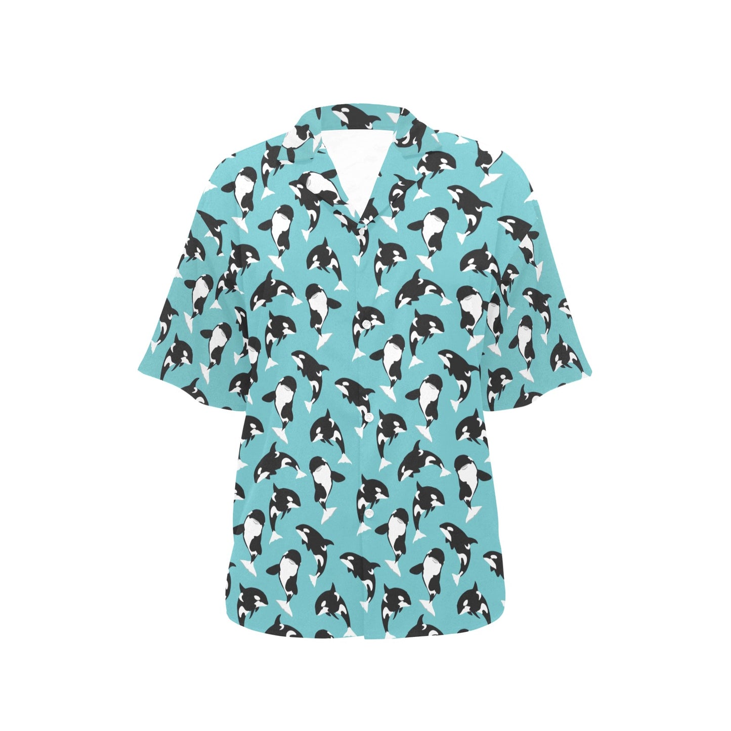 Whale Action Design Themed Print Women's Hawaiian Shirt