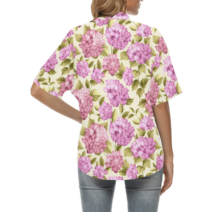 Hydrangea Pattern Print Design HD05 Women's Hawaiian Shirt