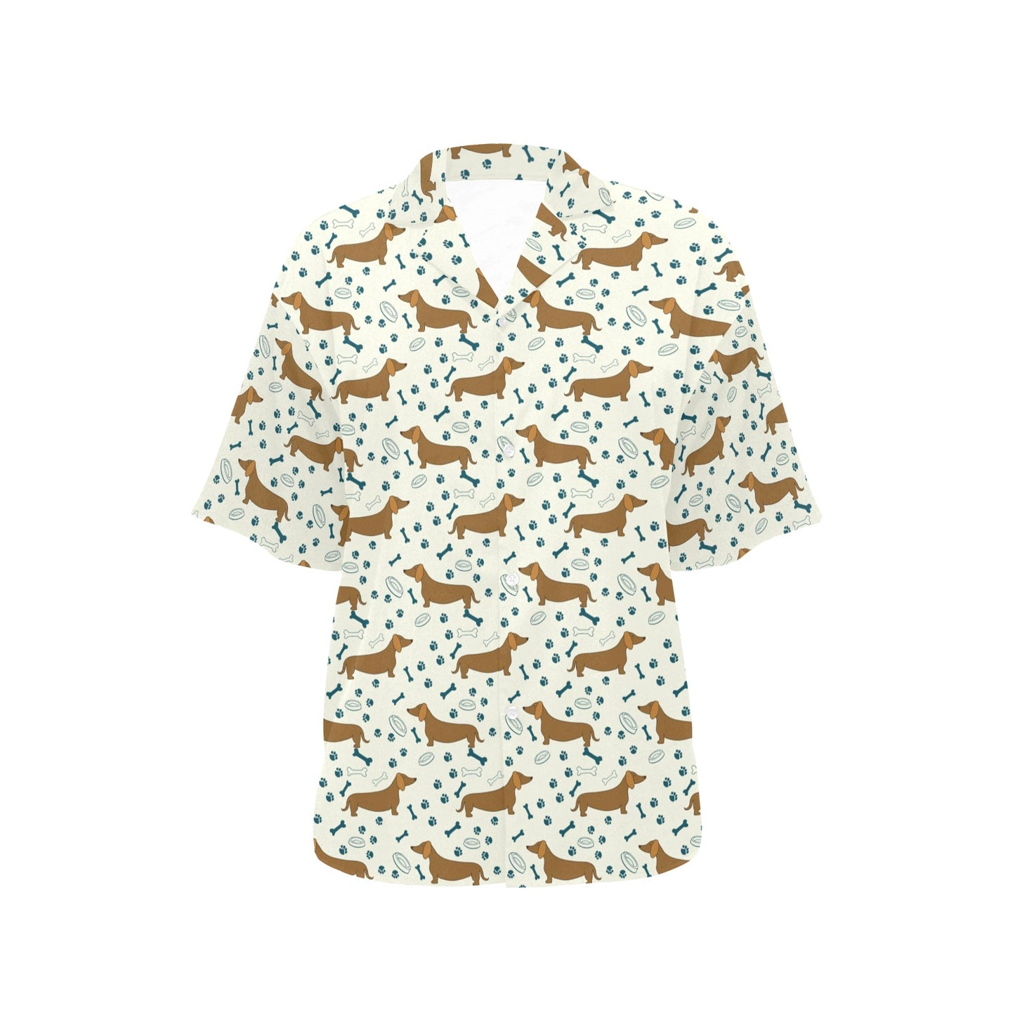 Dachshund Pattern Print Design 01 Women's Hawaiian Shirt