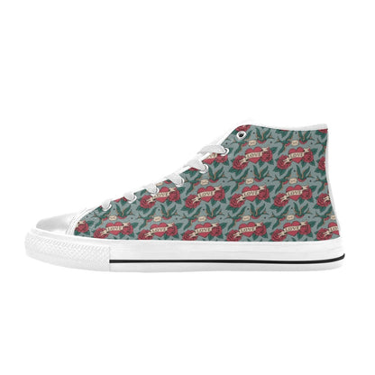 Tattoo Heart Print Design LKS301 High Top Women's White Shoes