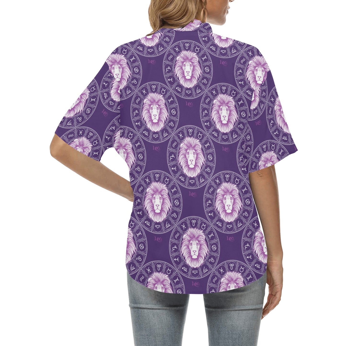 Leo Pattern Print Design 04 Women's Hawaiian Shirt