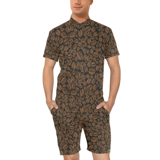 Coffee Pattern Print Design 01 Men's Romper