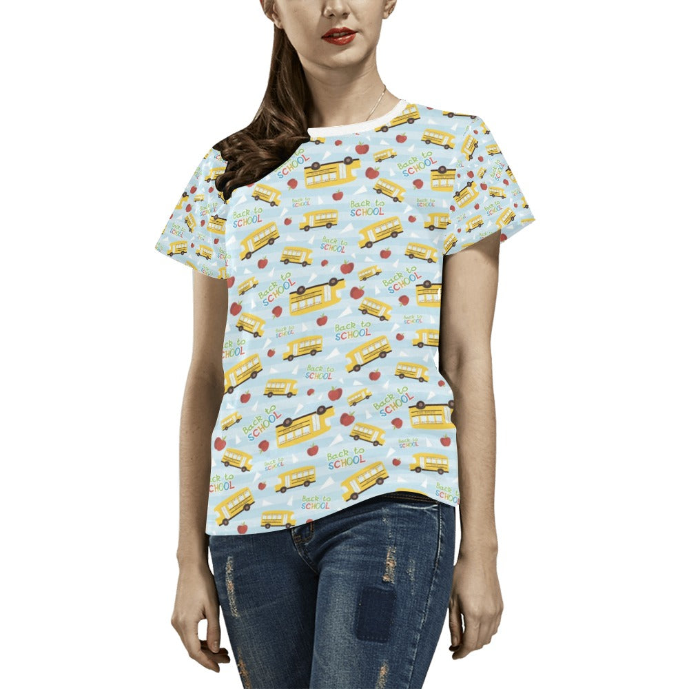 School Bus Back To School Print Design LKS303 Women's  T-shirt