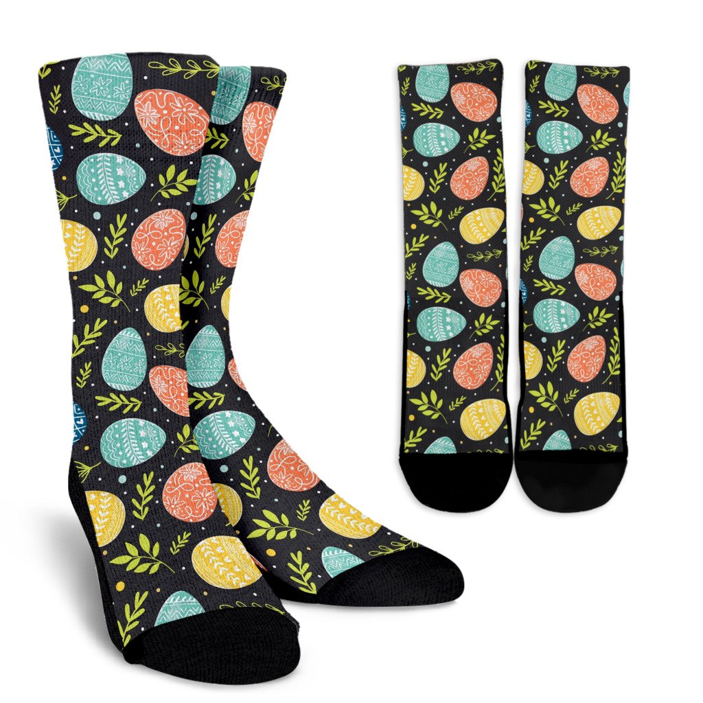 Easter Eggs Pattern Print Design RB01 Crew Socks-JORJUNE.COM