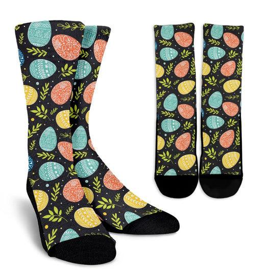 Easter Eggs Pattern Print Design RB01 Crew Socks-JORJUNE.COM